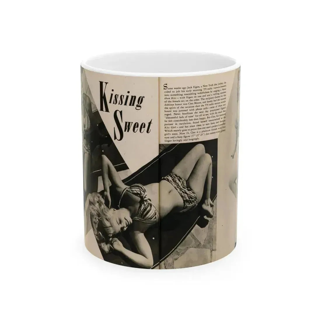 Cleo Moore #165 - Cover Girls Models Mag. '54 - 1 Page 1 B&W Centerfold, 2 Others & Paragraph (Vintage Female Icon) White Coffee Mug 11oz - Go Mug Yourself