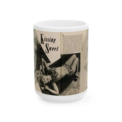 Cleo Moore #165 - Cover Girls Models Mag. '54 - 1 Page 1 B&W Centerfold, 2 Others & Paragraph (Vintage Female Icon) White Coffee Mug 15oz - Go Mug Yourself