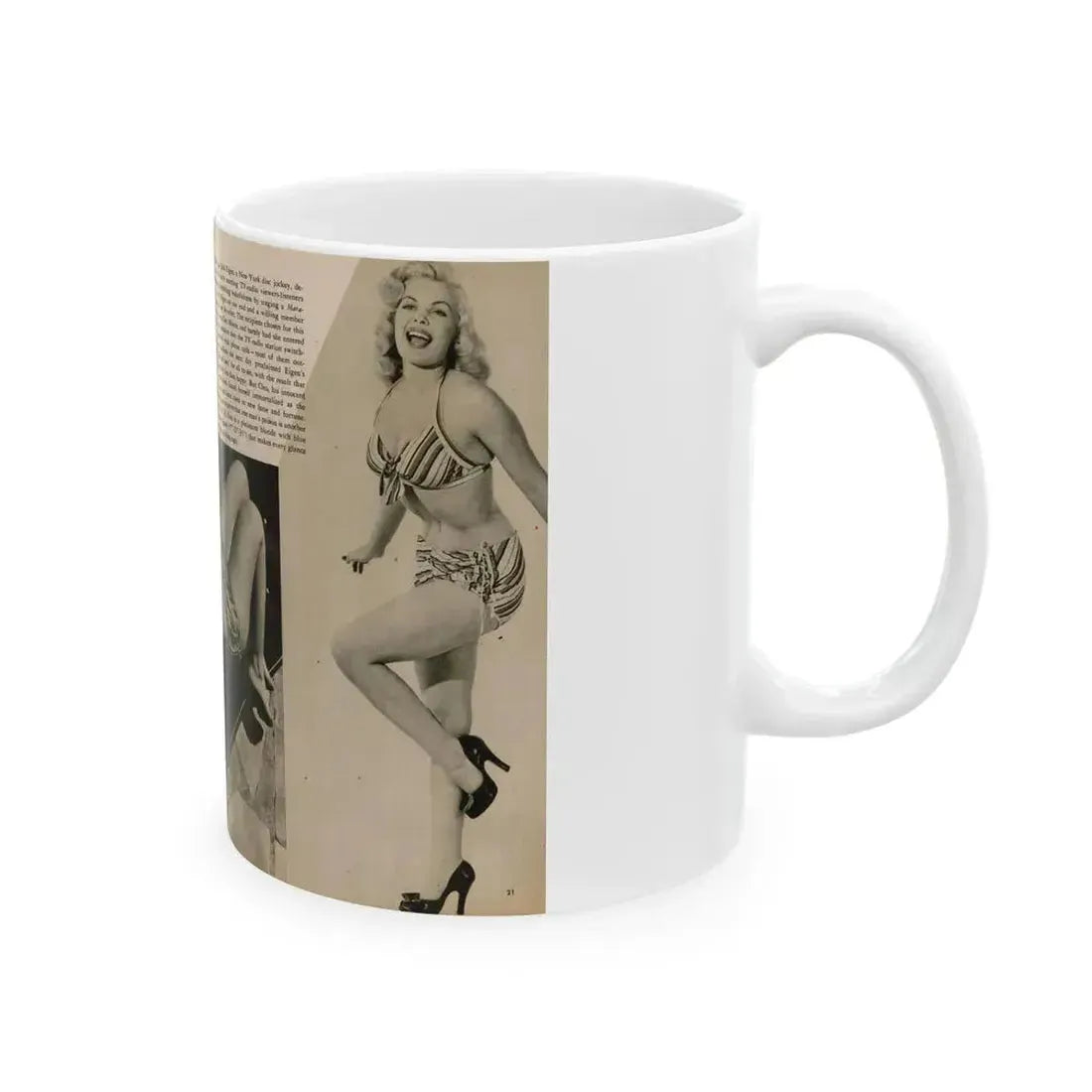 Cleo Moore #165 - Cover Girls Models Mag. '54 - 1 Page 1 B&W Centerfold, 2 Others & Paragraph (Vintage Female Icon) White Coffee Mug - Go Mug Yourself