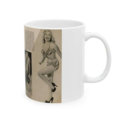 Cleo Moore #165 - Cover Girls Models Mag. '54 - 1 Page 1 B&W Centerfold, 2 Others & Paragraph (Vintage Female Icon) White Coffee Mug - Go Mug Yourself