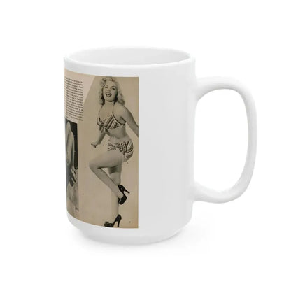 Cleo Moore #165 - Cover Girls Models Mag. '54 - 1 Page 1 B&W Centerfold, 2 Others & Paragraph (Vintage Female Icon) White Coffee Mug - Go Mug Yourself
