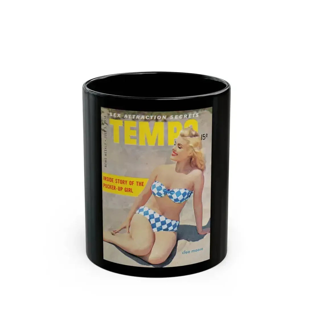 Cleo Moore #166 - Mag. Cover (Vintage Female Icon) Black Coffee Mug 11oz - Go Mug Yourself