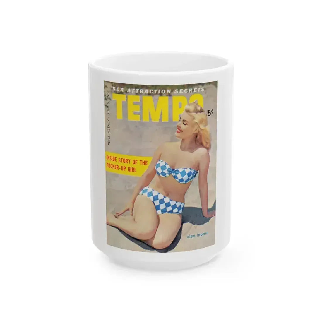Cleo Moore #166 - Mag. Cover (Vintage Female Icon) White Coffee Mug 15oz - Go Mug Yourself