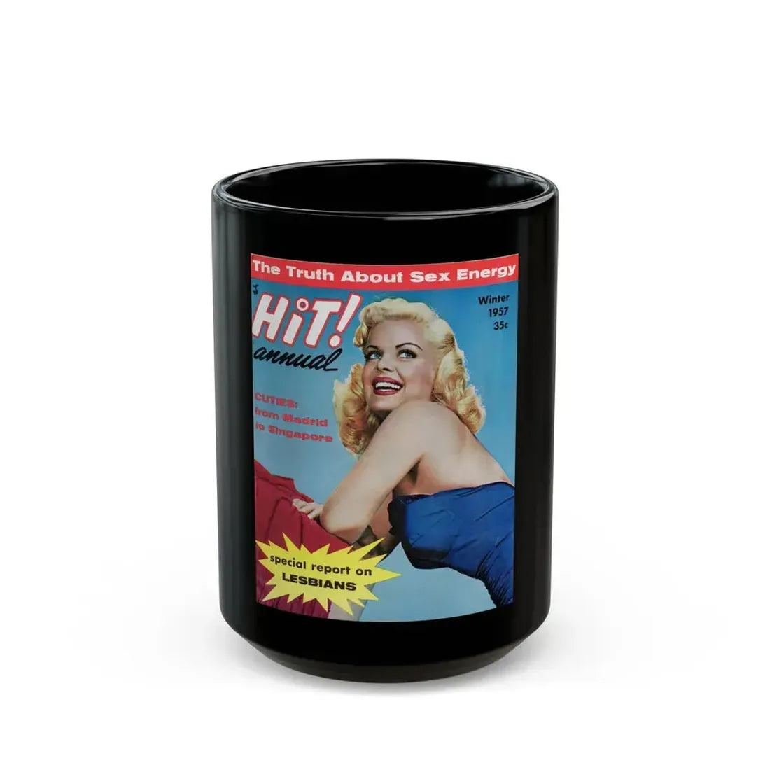 Cleo Moore #167 - Mag. Cover (Vintage Female Icon) Black Coffee Mug 15oz - Go Mug Yourself
