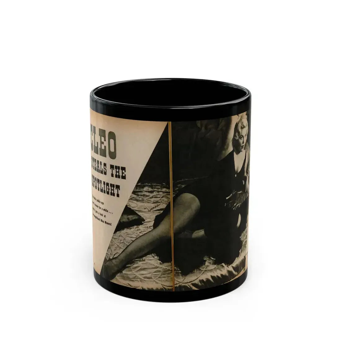 Cleo Moore #179 - 1 B&W Centerfold Photo from PHOTO Digest Mag. Oct. '53 (Vintage Female Icon) Black Coffee Mug 11oz - Go Mug Yourself