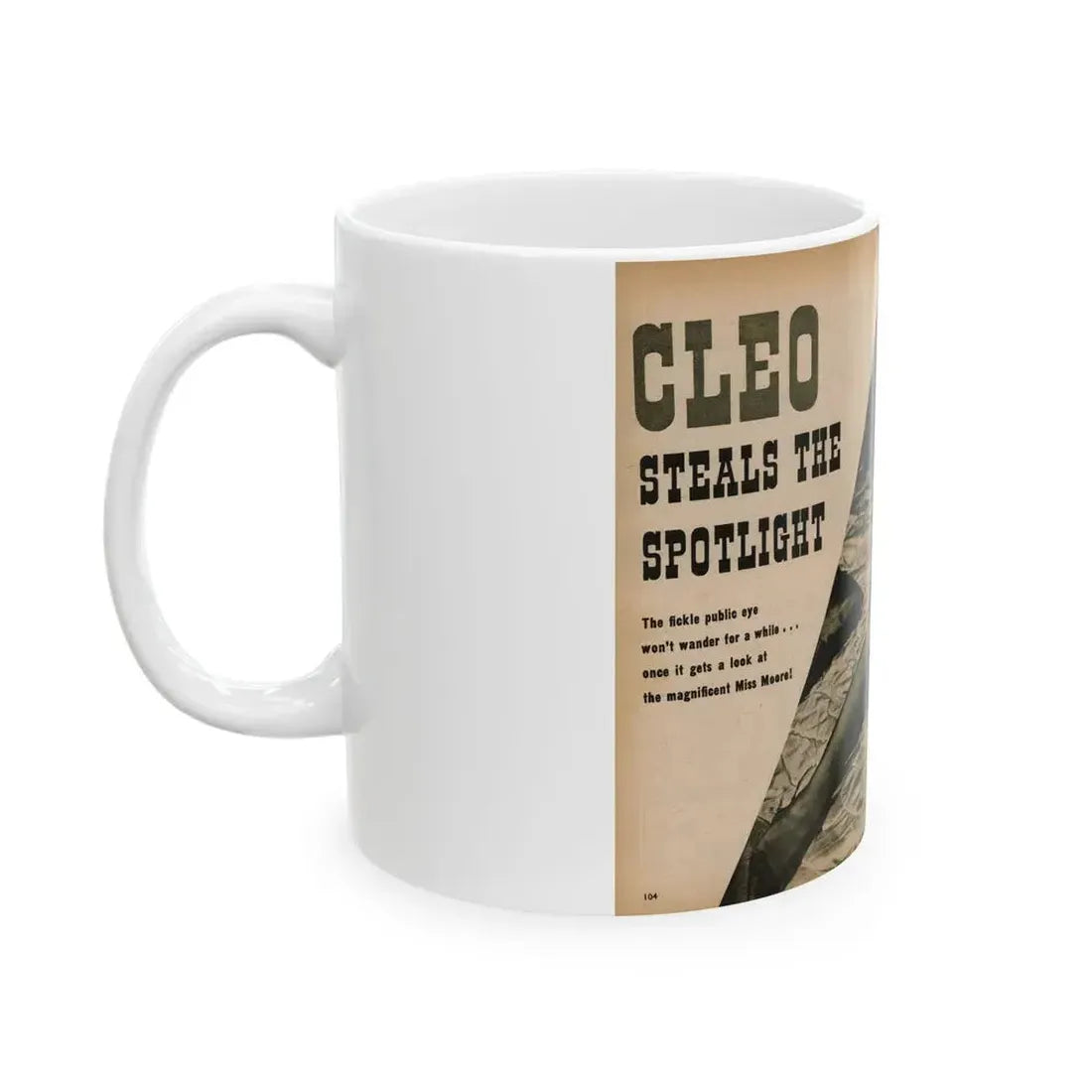 Cleo Moore #179 - 1 B&W Centerfold Photo from PHOTO Digest Mag. Oct. '53 (Vintage Female Icon) White Coffee Mug - Go Mug Yourself
