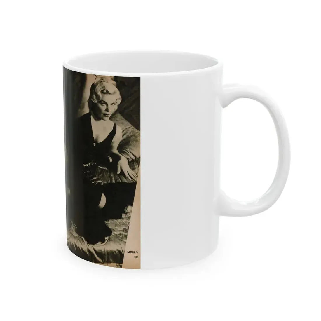 Cleo Moore #179 - 1 B&W Centerfold Photo from PHOTO Digest Mag. Oct. '53 (Vintage Female Icon) White Coffee Mug - Go Mug Yourself