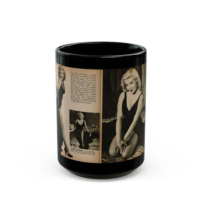 Cleo Moore #180 - 3 B&W Photos from PHOTO Digest Mag. Oct. '53 (Vintage Female Icon) Black Coffee Mug 15oz - Go Mug Yourself