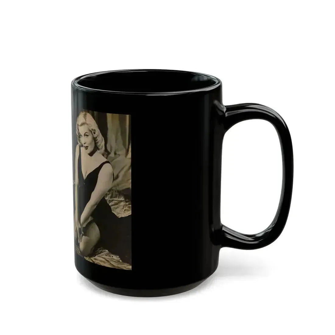 Cleo Moore #180 - 3 B&W Photos from PHOTO Digest Mag. Oct. '53 (Vintage Female Icon) Black Coffee Mug - Go Mug Yourself