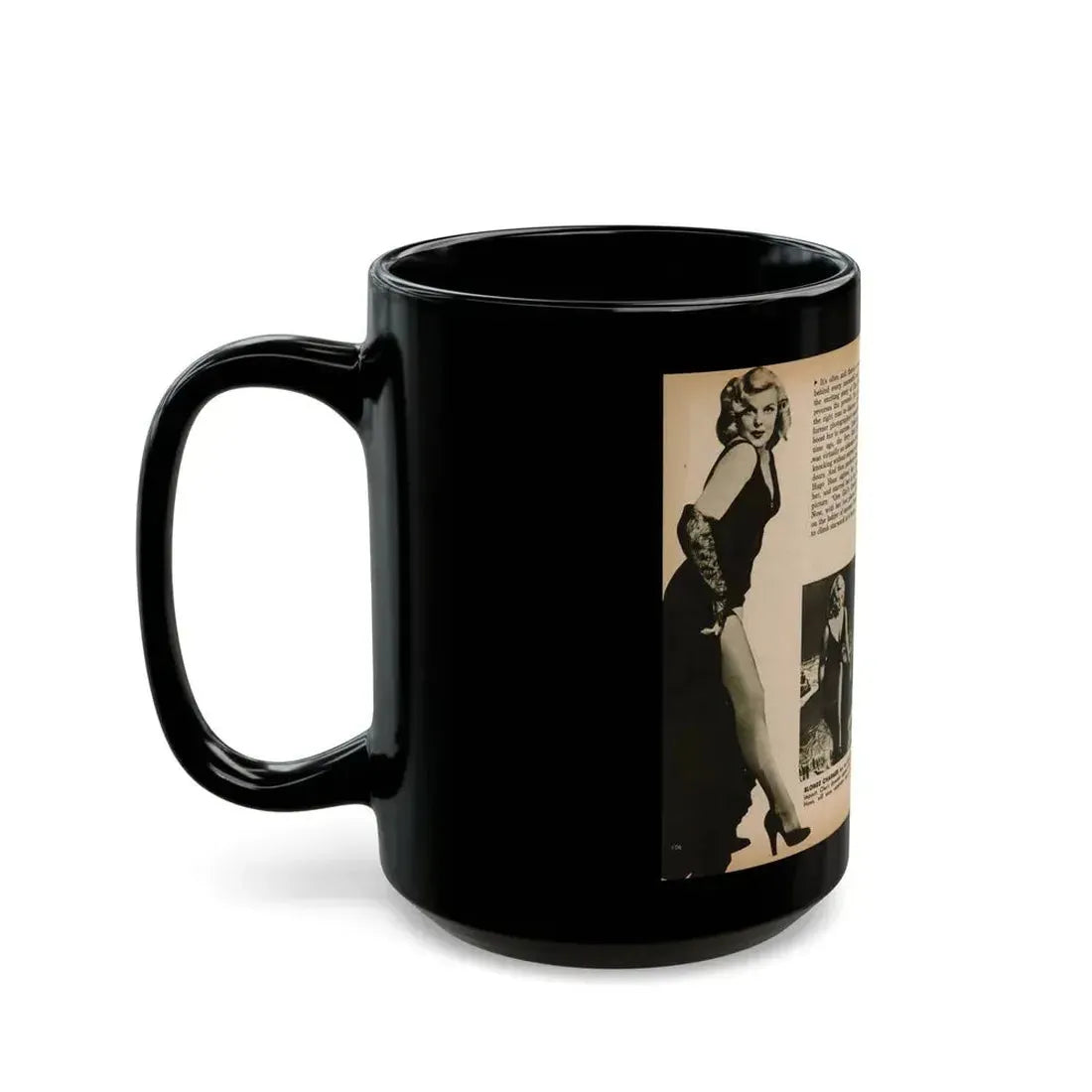 Cleo Moore #180 - 3 B&W Photos from PHOTO Digest Mag. Oct. '53 (Vintage Female Icon) Black Coffee Mug - Go Mug Yourself