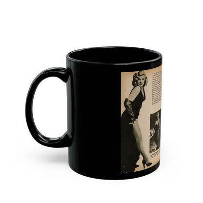 Cleo Moore #180 - 3 B&W Photos from PHOTO Digest Mag. Oct. '53 (Vintage Female Icon) Black Coffee Mug - Go Mug Yourself