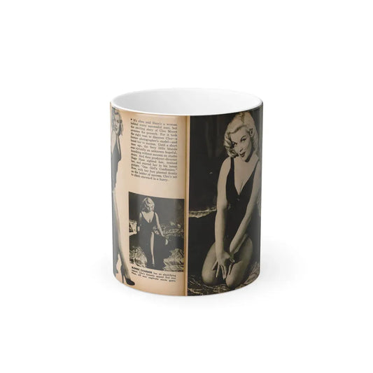 Cleo Moore #180 - 3 B&W Photos from PHOTO Digest Mag. Oct. '53 (Vintage Female Icon) Color Changing Coffee Mug 11oz - Go Mug Yourself