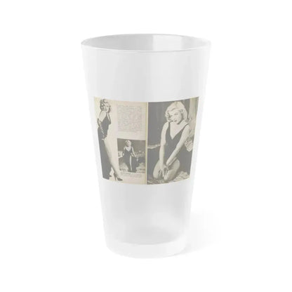 Cleo Moore #180 - 3 B&W Photos from PHOTO Digest Mag. Oct. '53 (Vintage Female Icon) Frosted Pint Glass 16oz 16oz Frosted - Go Mug Yourself