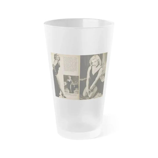 Cleo Moore #180 - 3 B&W Photos from PHOTO Digest Mag. Oct. '53 (Vintage Female Icon) Frosted Pint Glass 16oz 16oz Frosted - Go Mug Yourself