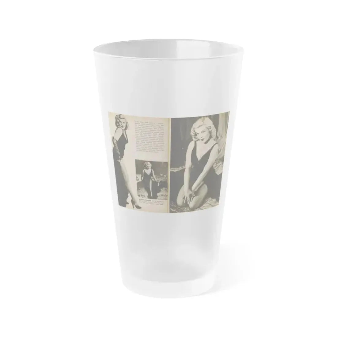 Cleo Moore #180 - 3 B&W Photos from PHOTO Digest Mag. Oct. '53 (Vintage Female Icon) Frosted Pint Glass 16oz 16oz Frosted - Go Mug Yourself