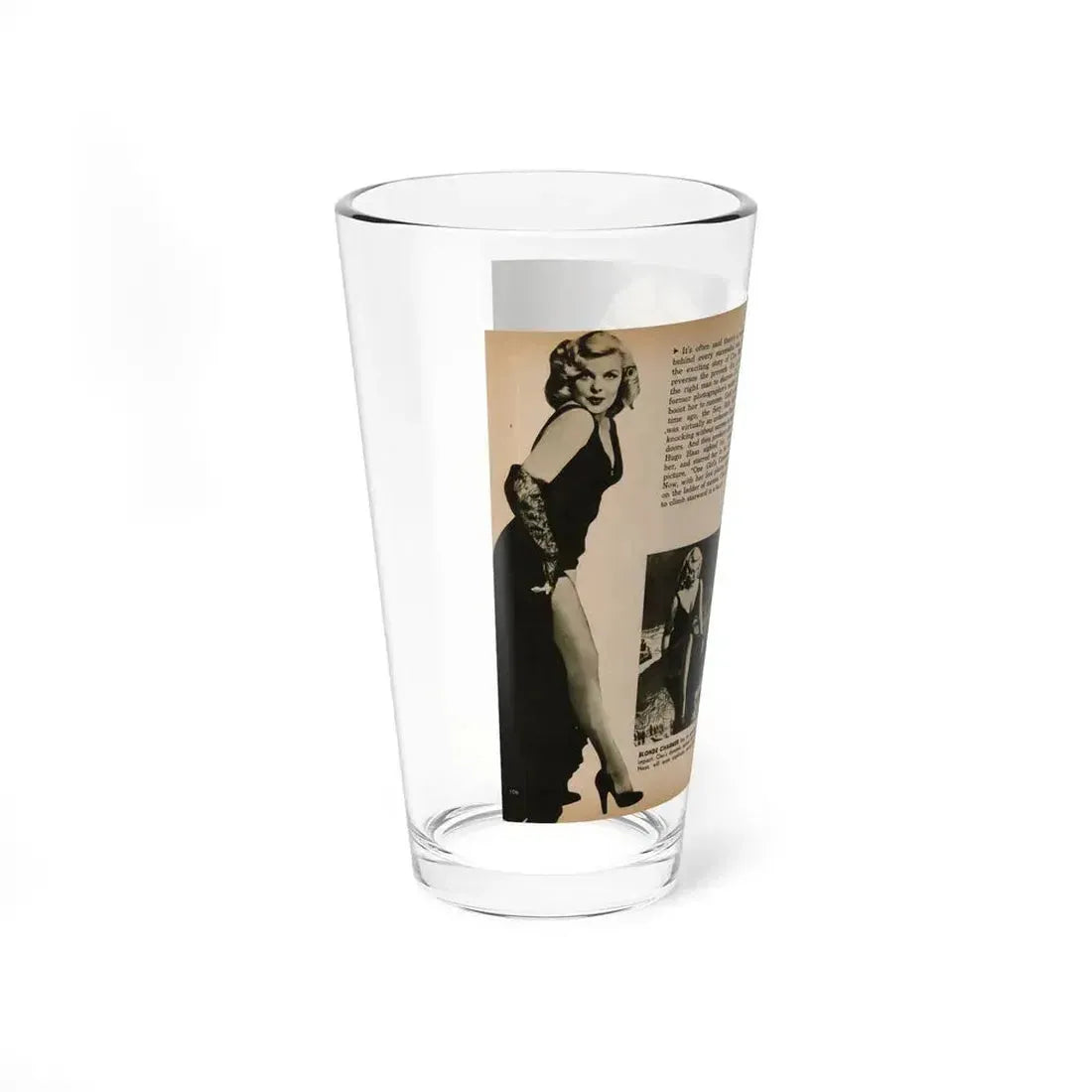 Cleo Moore #180 - 3 B&W Photos from PHOTO Digest Mag. Oct. '53 (Vintage Female Icon) Pint Glass 16oz - Go Mug Yourself
