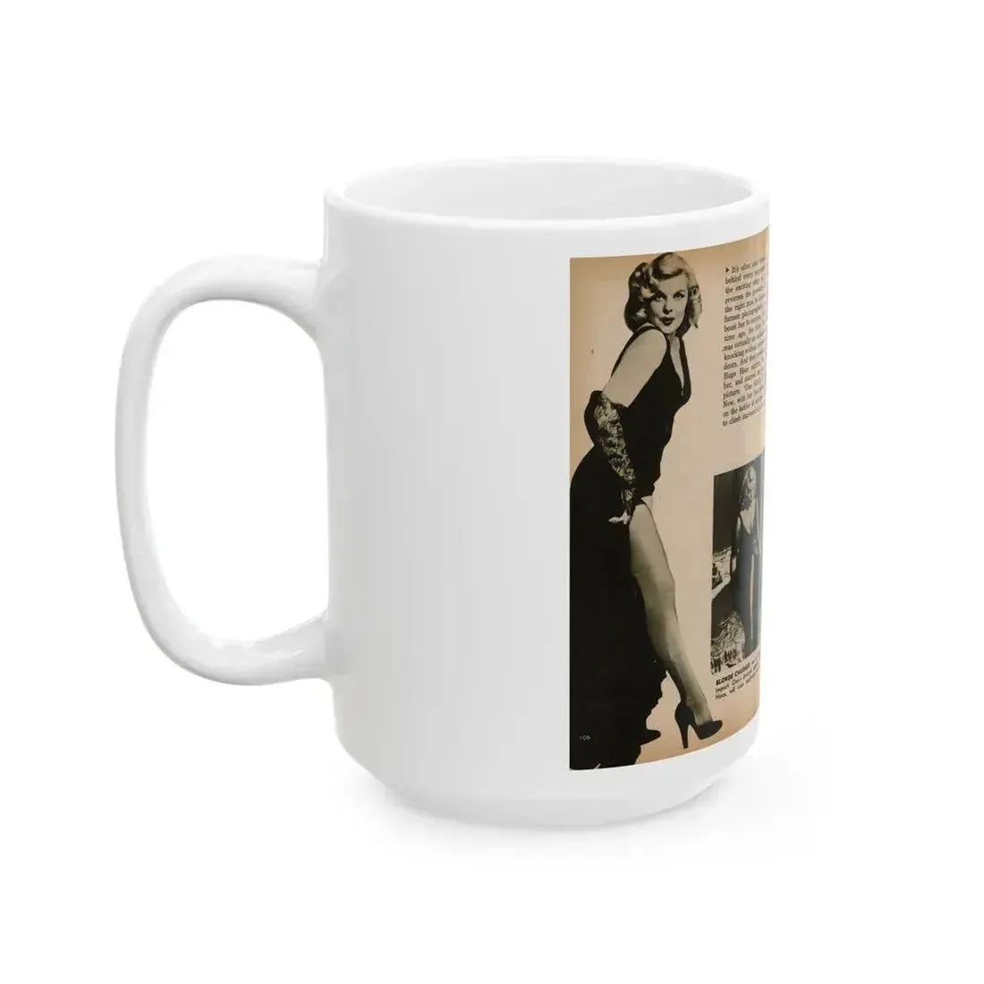 Cleo Moore #180 - 3 B&W Photos from PHOTO Digest Mag. Oct. '53 (Vintage Female Icon) White Coffee Mug - Go Mug Yourself