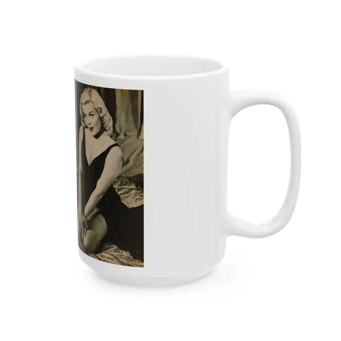 Cleo Moore #180 - 3 B&W Photos from PHOTO Digest Mag. Oct. '53 (Vintage Female Icon) White Coffee Mug - Go Mug Yourself