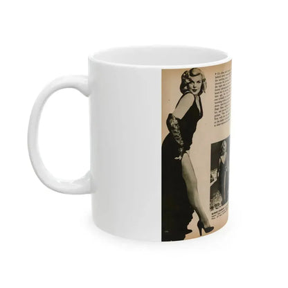 Cleo Moore #180 - 3 B&W Photos from PHOTO Digest Mag. Oct. '53 (Vintage Female Icon) White Coffee Mug - Go Mug Yourself