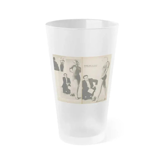 Cleo Moore #181 - 3 B&W Photos from PHOTO Digest Mag. Oct. '53 (Vintage Female Icon) Frosted Pint Glass 16oz 16oz Frosted - Go Mug Yourself