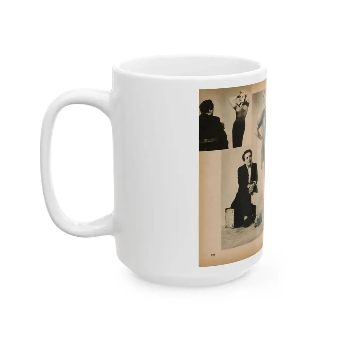 Cleo Moore #181 - 3 B&W Photos from PHOTO Digest Mag. Oct. '53 (Vintage Female Icon) White Coffee Mug - Go Mug Yourself