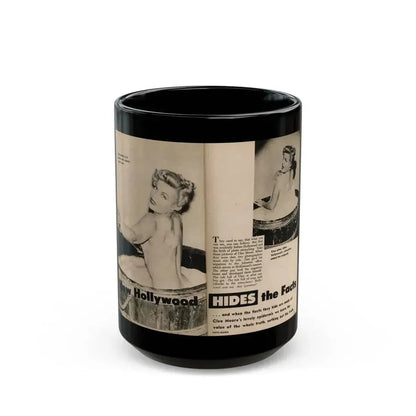 Cleo Moore #182 - 2 B&W Photos, Captions & Short Article from Foto-rama Digest Mag. February '56 (Vintage Female Icon) Black Coffee Mug 15oz - Go Mug Yourself