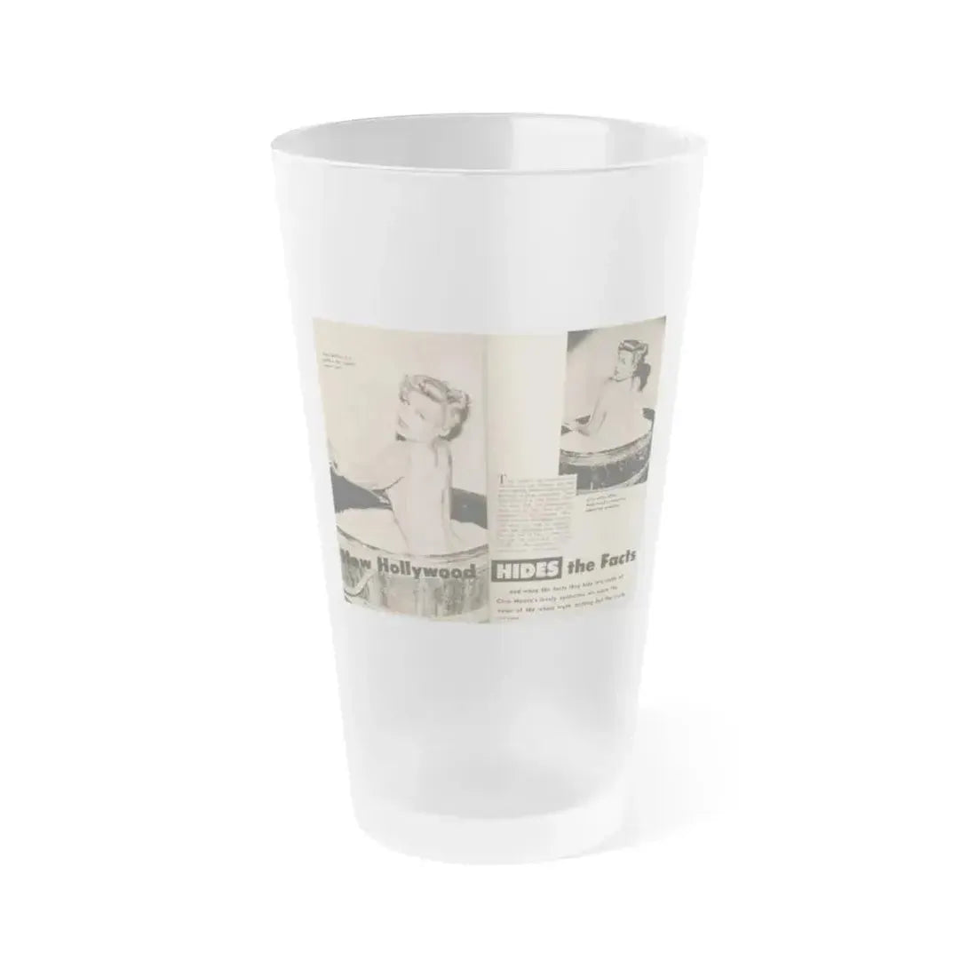 Cleo Moore #182 - 2 B&W Photos, Captions & Short Article from Foto-rama Digest Mag. February '56 (Vintage Female Icon) Frosted Pint Glass 16oz 16oz Frosted - Go Mug Yourself