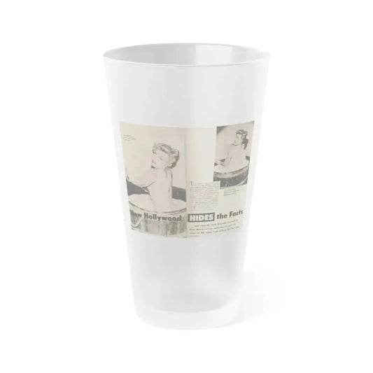 Cleo Moore #182 - 2 B&W Photos, Captions & Short Article from Foto-rama Digest Mag. February '56 (Vintage Female Icon) Frosted Pint Glass 16oz 16oz Frosted - Go Mug Yourself