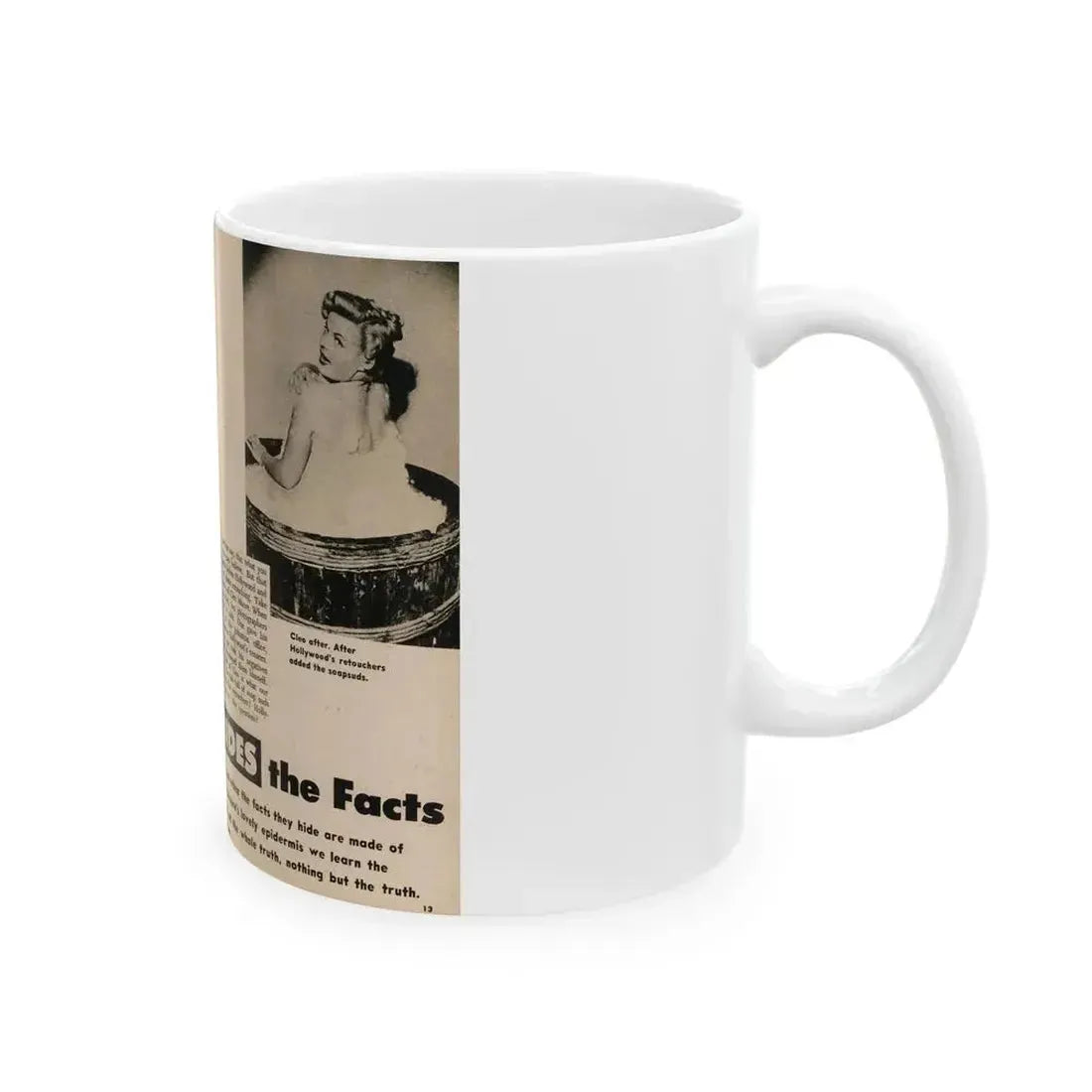 Cleo Moore #182 - 2 B&W Photos, Captions & Short Article from Foto-rama Digest Mag. February '56 (Vintage Female Icon) White Coffee Mug - Go Mug Yourself