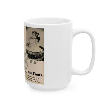 Cleo Moore #182 - 2 B&W Photos, Captions & Short Article from Foto-rama Digest Mag. February '56 (Vintage Female Icon) White Coffee Mug - Go Mug Yourself