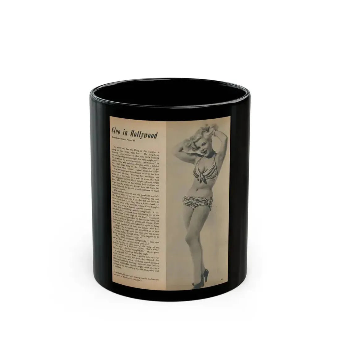 Cleo Moore #185 - (Vintage Female Icon) Black Coffee Mug 11oz - Go Mug Yourself