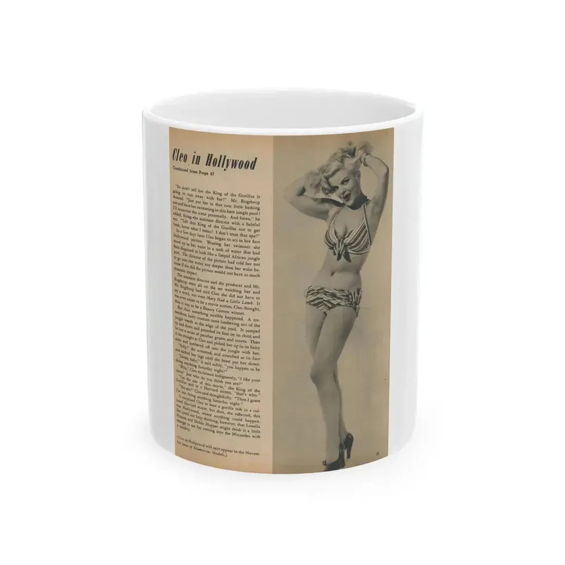 Cleo Moore #185 - (Vintage Female Icon) White Coffee Mug 11oz - Go Mug Yourself