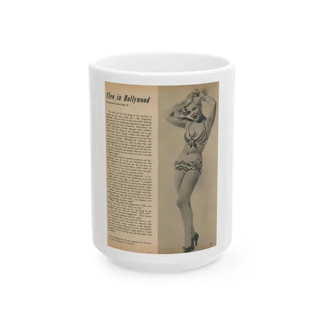 Cleo Moore #185 - (Vintage Female Icon) White Coffee Mug 15oz - Go Mug Yourself