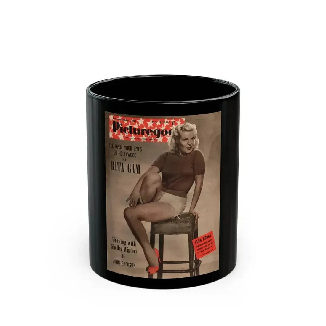 Cleo Moore #29 - Mag. Cover (Vintage Female Icon) Black Coffee Mug 11oz - Go Mug Yourself