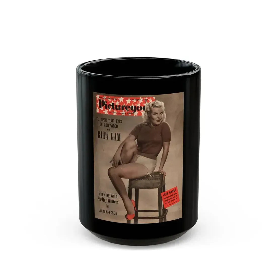 Cleo Moore #29 - Mag. Cover (Vintage Female Icon) Black Coffee Mug 15oz - Go Mug Yourself