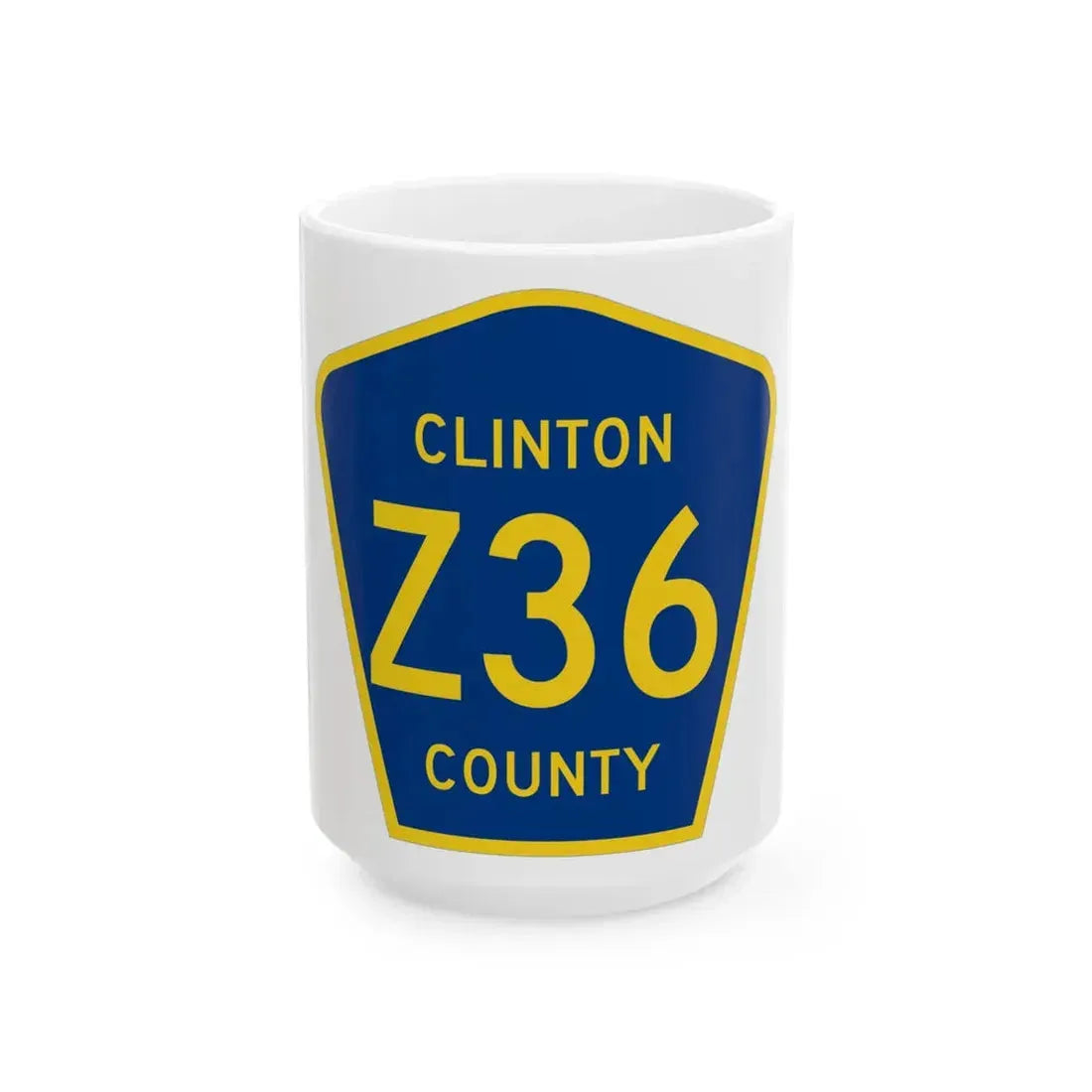 Clinton County Z36 (Iowa) (Road Sign) White Coffee Mug 15oz - Go Mug Yourself