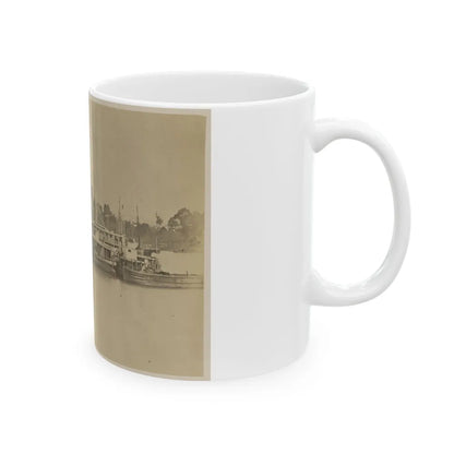 Cluster Of Supply Boats At A Pontoon Bridge (U.S. Civil War) White Coffee Mug-Go Mug Yourself