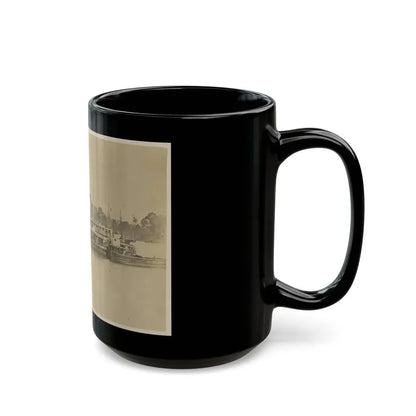 Cluster Of Supply Boats At A Pontoon Bridge (U.S. Civil War) Black Coffee Mug - Go Mug Yourself