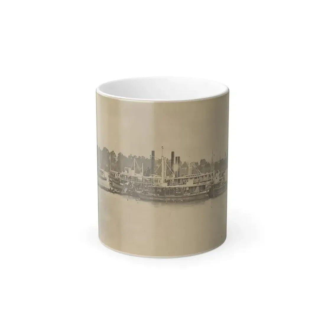 Cluster of Supply Boats at a Pontoon Bridge (U.S. Civil War) Color Changing Coffee Mug 11oz Default Title 11oz - Go Mug Yourself