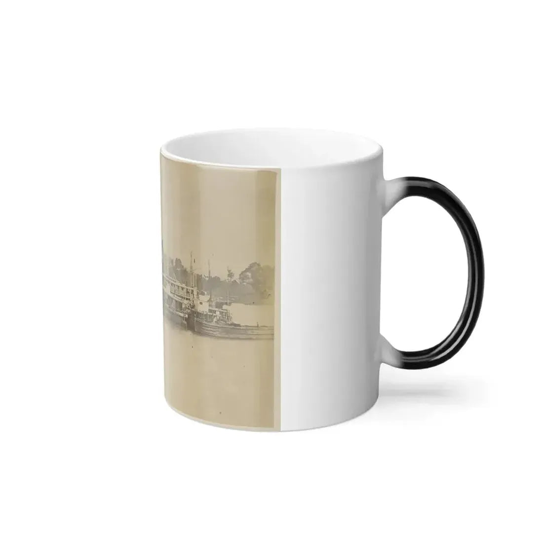 Cluster of Supply Boats at a Pontoon Bridge (U.S. Civil War) Color Changing Coffee Mug 11oz - Go Mug Yourself