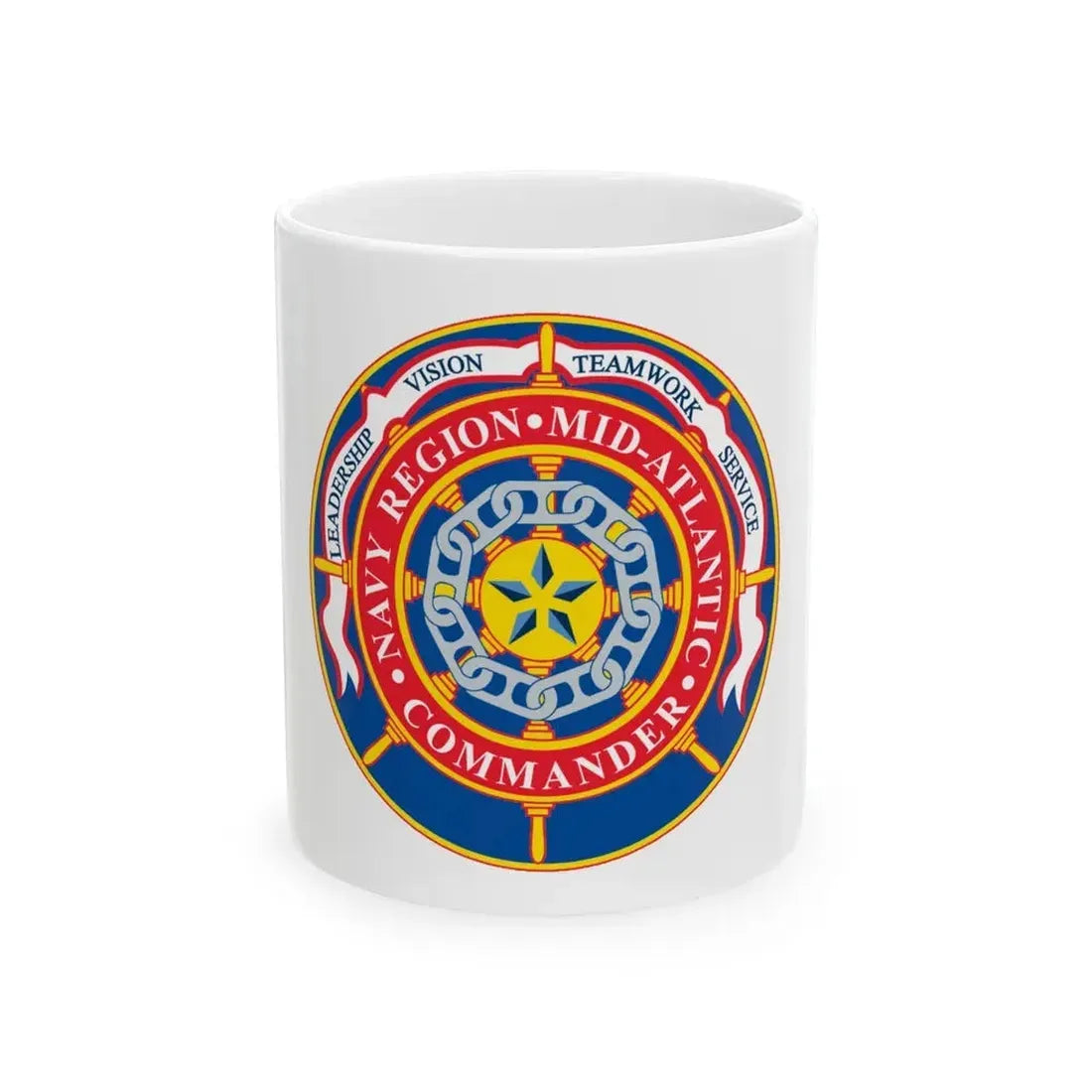 CMNDR Navy Region Mid Atlantic (U.S. Navy) White Coffee Mug 11oz - Go Mug Yourself