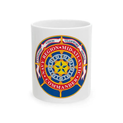 CMNDR Navy Region Mid Atlantic (U.S. Navy) White Coffee Mug 11oz - Go Mug Yourself