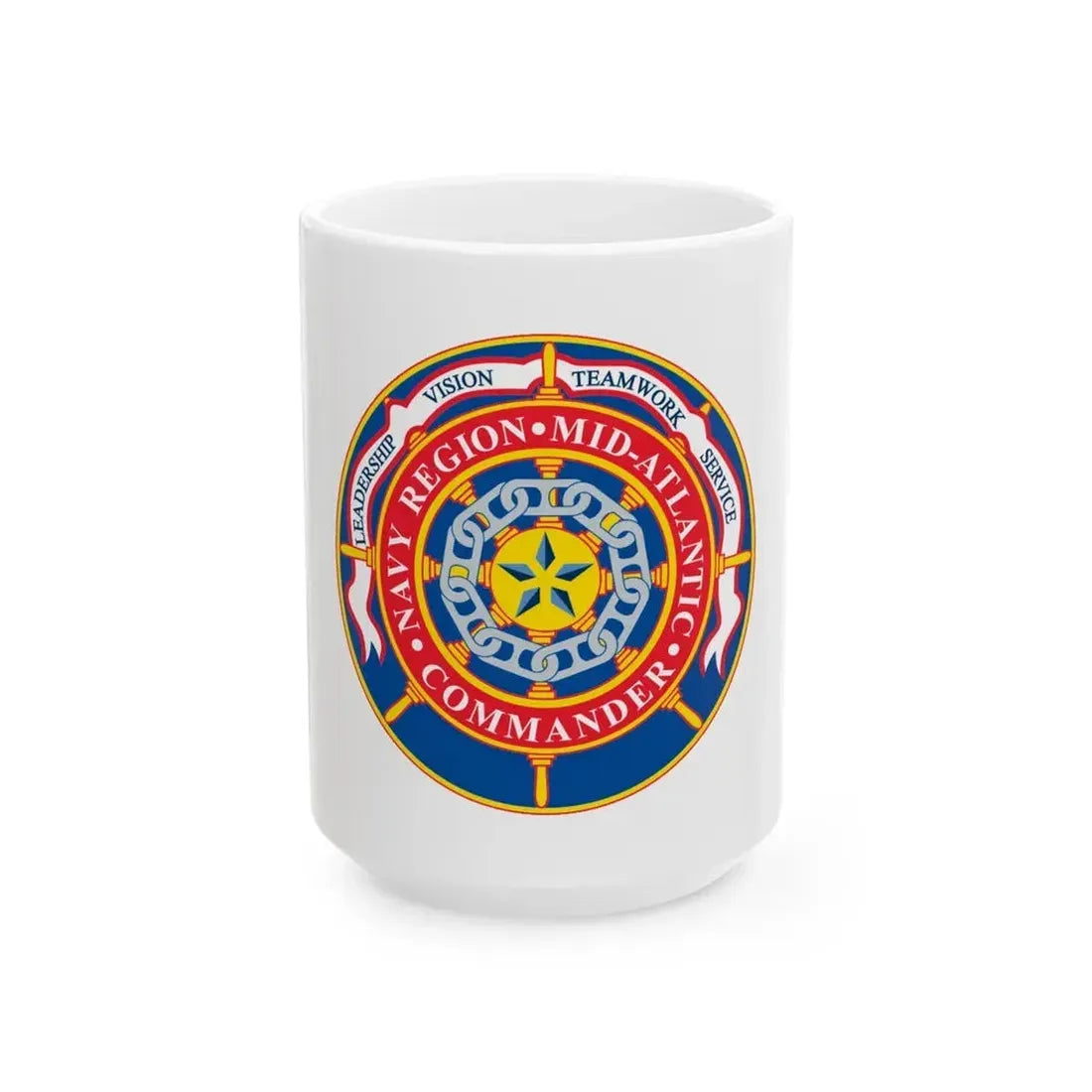 CMNDR Navy Region Mid Atlantic (U.S. Navy) White Coffee Mug 15oz - Go Mug Yourself