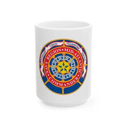 CMNDR Navy Region Mid Atlantic (U.S. Navy) White Coffee Mug 15oz - Go Mug Yourself