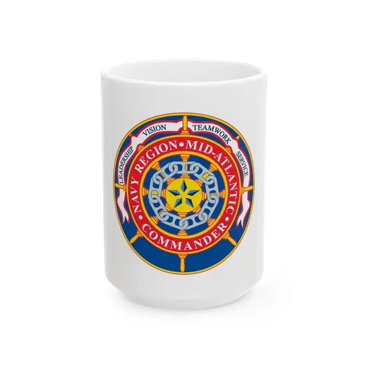 CMNDR Navy Region Mid Atlantic (U.S. Navy) White Coffee Mug 15oz - Go Mug Yourself
