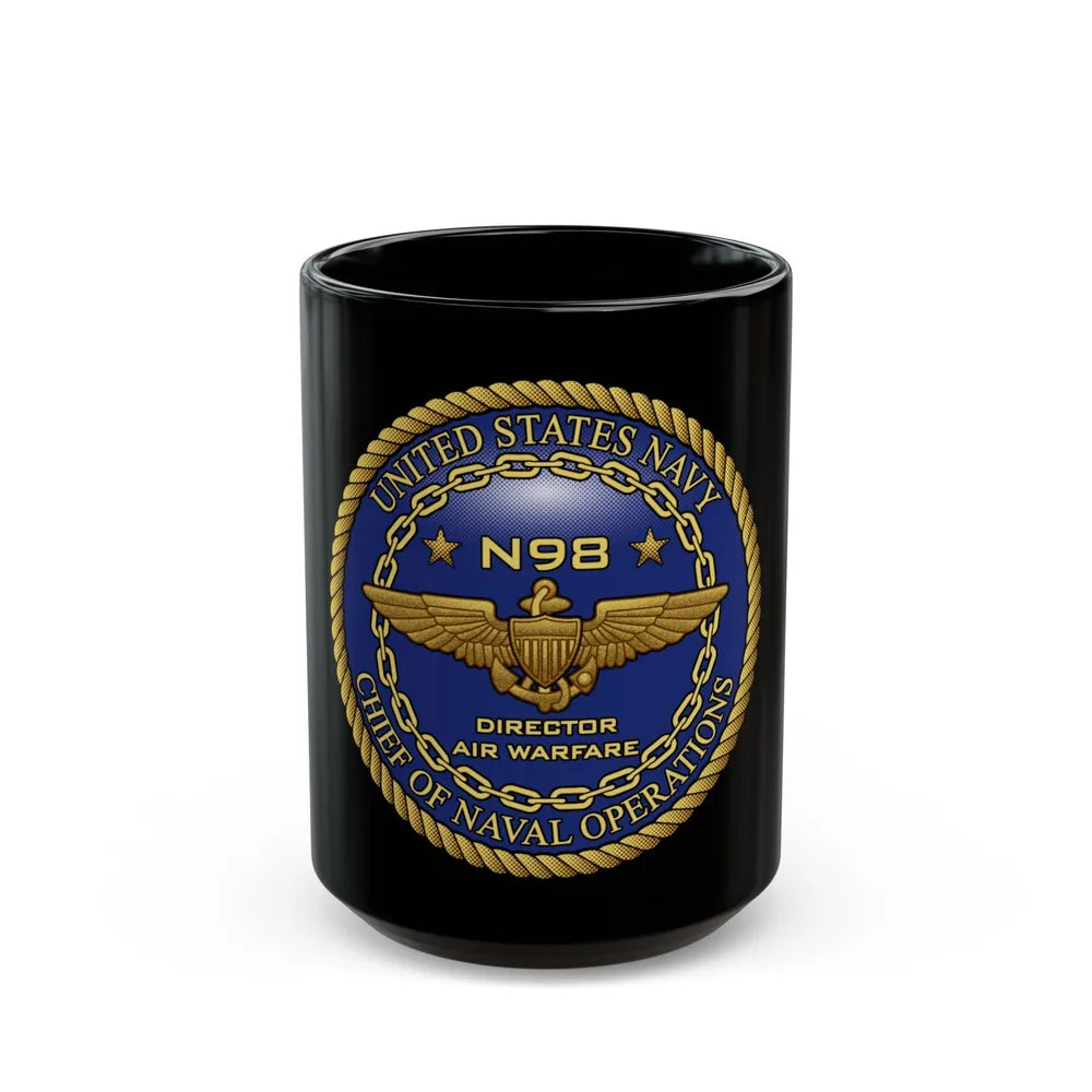 CNO Chief of Naval Operations N98 Dir Air Warfa (U.S. Navy) Black Coffee Mug-15oz-Go Mug Yourself