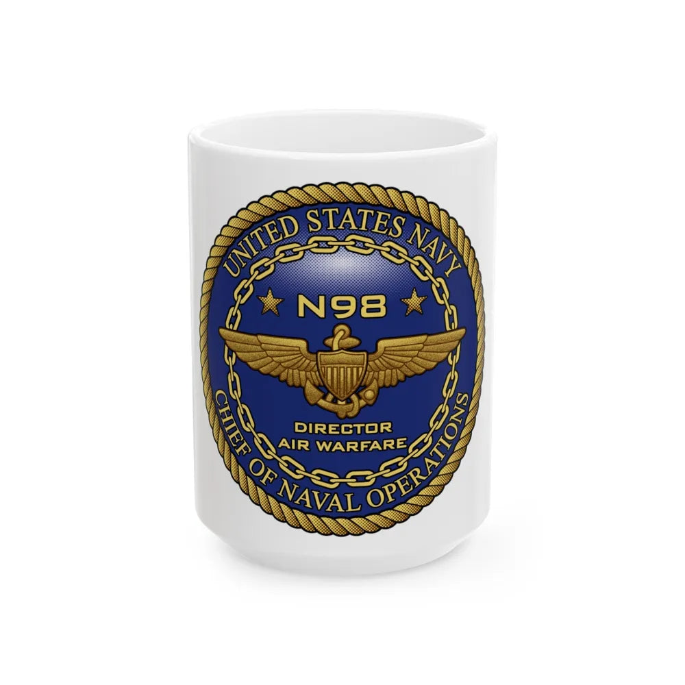 CNO Chief of Naval Operations N98 Dir Air Warfa (U.S. Navy) White Coffee Mug-15oz-Go Mug Yourself