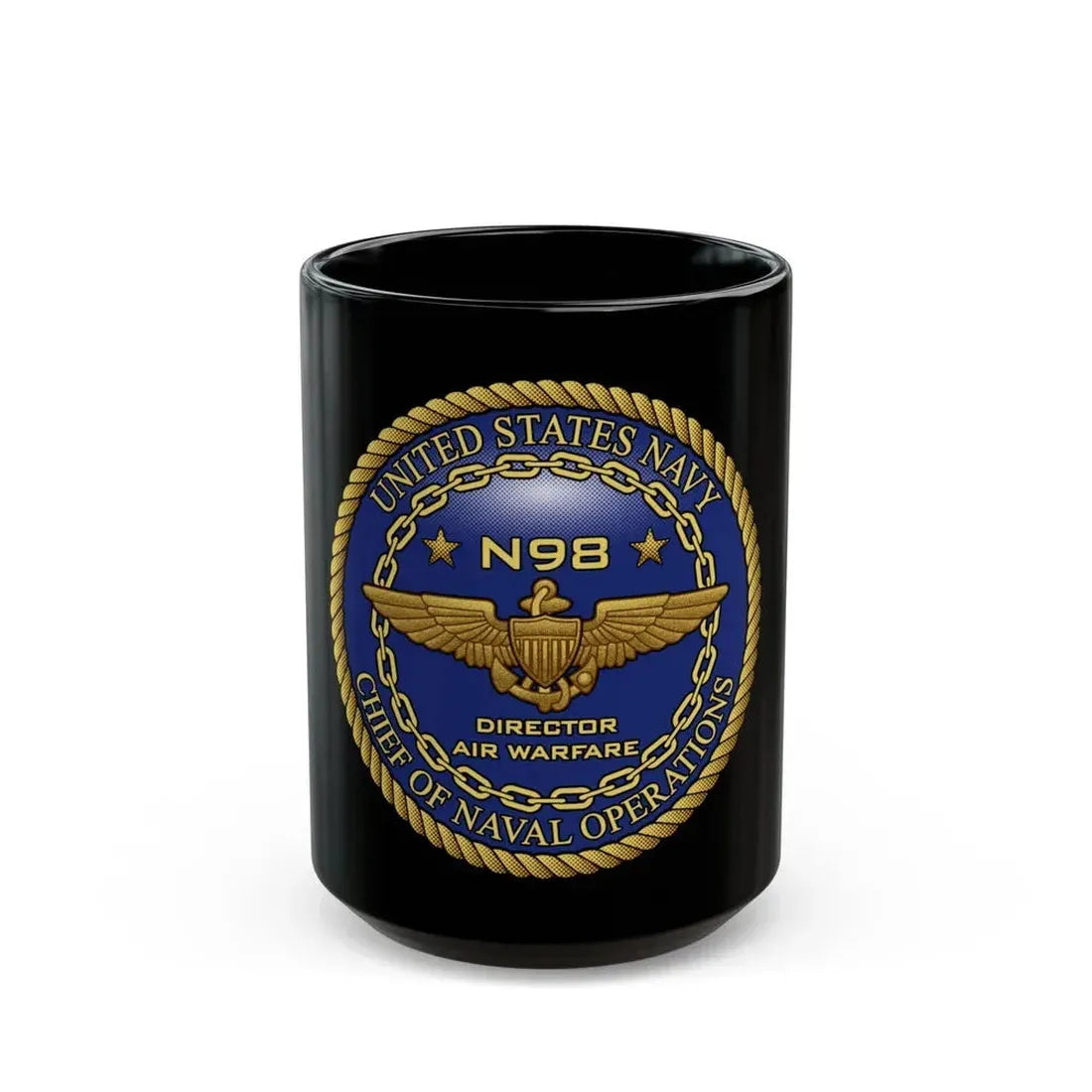 CNO Chief of Naval Operations N98 Dir Air Warfa (U.S. Navy) Black Coffee Mug 15oz - Go Mug Yourself