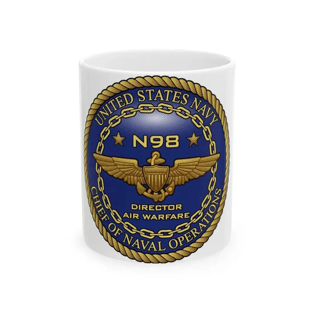 CNO Chief of Naval Operations N98 Dir Air Warfa (U.S. Navy) White Coffee Mug 11oz - Go Mug Yourself