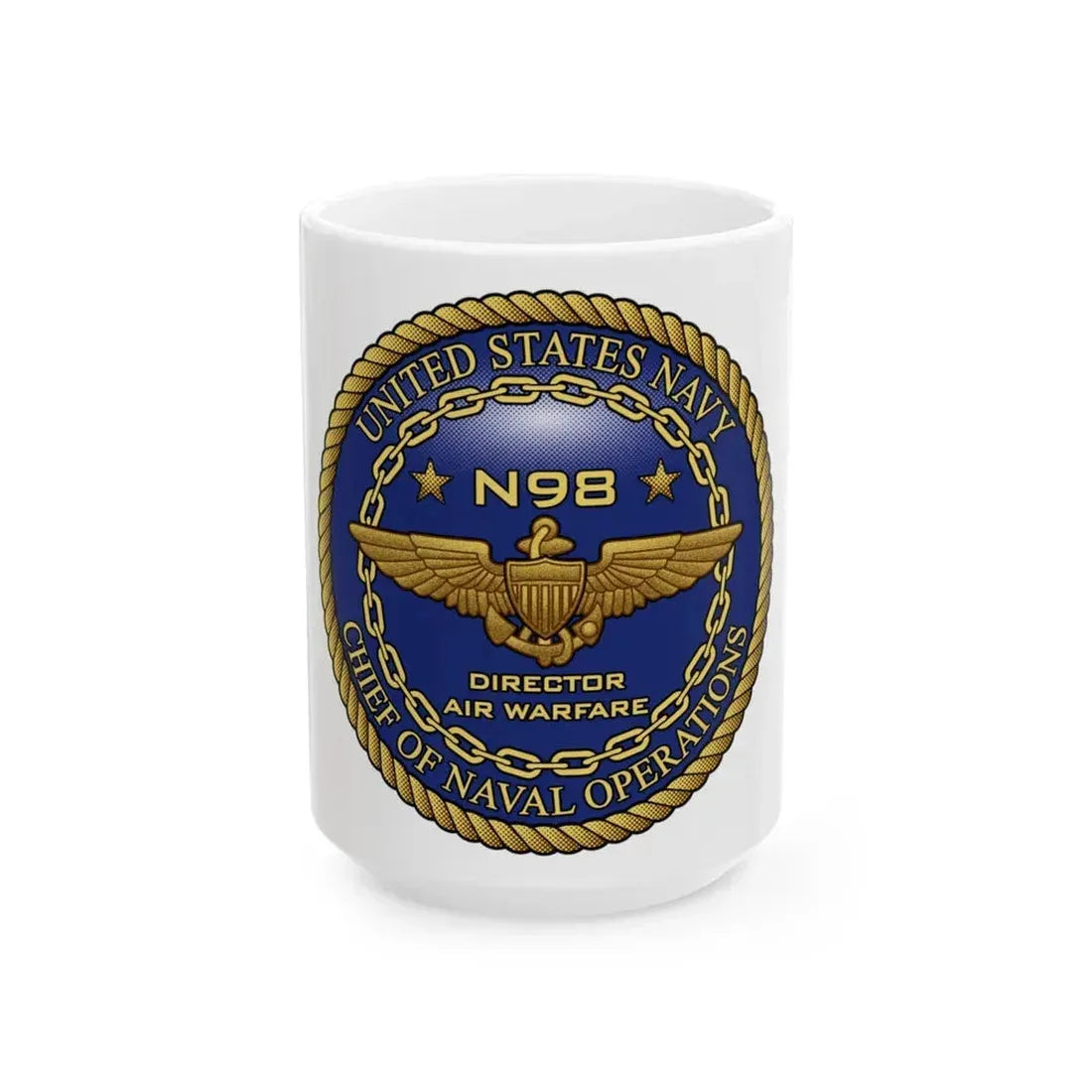 CNO Chief of Naval Operations N98 Dir Air Warfa (U.S. Navy) White Coffee Mug 15oz - Go Mug Yourself